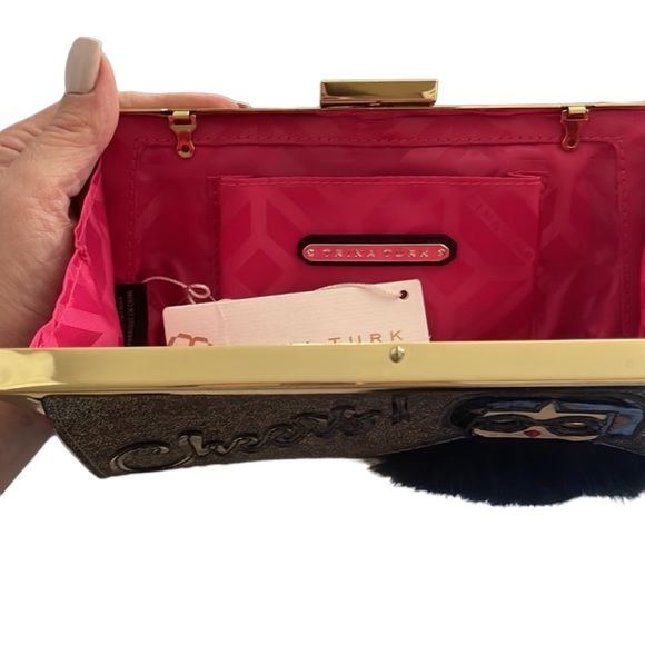 Trina Turk CHEERS clutch.  Adorable. Pocket inside. Very different. - Picture 10 of 12